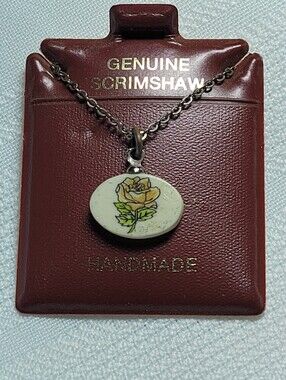 Vintage Carved Yellow Rose Flower Necklace
